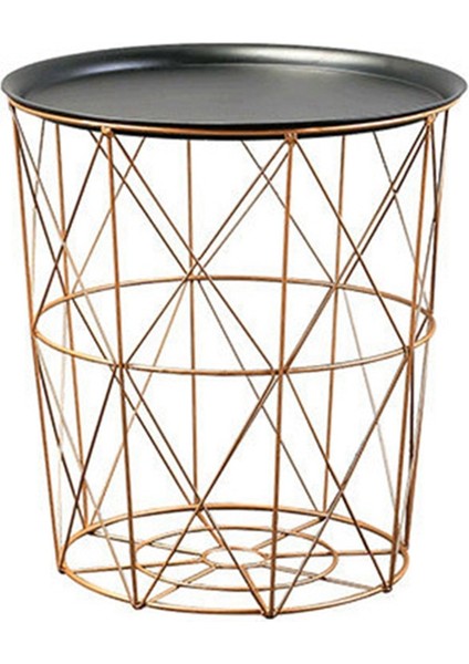 Modern Altın Yuvarlak Tel Metal Saklama Sepeti Yan Sehpa (Yurt Dışından)