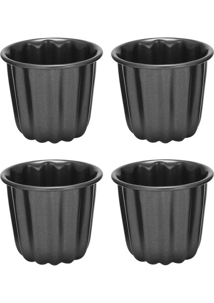 Cannele Kalıp, Cannele Muffin Kalıbı, 4'lü Yapışmaz Cannele Kalıp Gri-Siyah Canneles (Yurt Dışından)