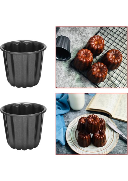 Cannele Kalıp, Cannele Muffin Kalıbı, 4'lü Yapışmaz Cannele Kalıp Gri-Siyah Canneles (Yurt Dışından)