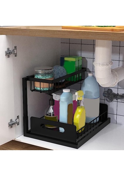 Lavabo Düzenleyici, Çekmeceli Dolap Düzenleyici 2 Katmanlı Sürgülü Raf Mutfak Lavabosu Altı Düzenleyiciler ve Depolama Için Çok Kullanımlı (Yurt Dışından) fiyatları