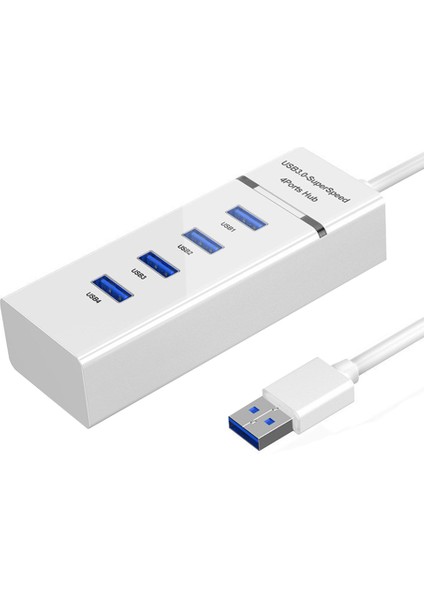 Yüksek Hızlı 4 Bağlantı Noktalı USB 3.0 Çoklu Hub Splitter Genişletme Masaüstü Bilgisayar Dizüstü Bilgisayar Için 5 Gbps Adaptör Kablosu (Beyaz) (Yurt Dışından)