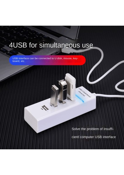 Yüksek Hızlı 4 Bağlantı Noktalı USB 3.0 Çoklu Hub Splitter Genişletme Masaüstü Bilgisayar Dizüstü Bilgisayar Için 5 Gbps Adaptör Kablosu (Beyaz) (Yurt Dışından)