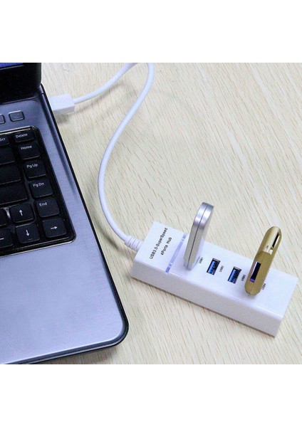 Yüksek Hızlı 4 Bağlantı Noktalı USB 3.0 Çoklu Hub Splitter Genişletme Masaüstü Bilgisayar Dizüstü Bilgisayar Için 5 Gbps Adaptör Kablosu (Beyaz) (Yurt Dışından)