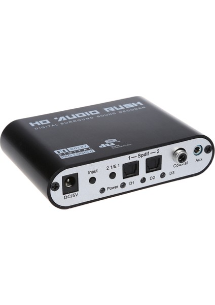 5.1 Audio Rush Dijital Ses Kod Çözücü Dönüştürücü - Optik Spdıf/ Koaksiyel Ac3 Dts Stereo(R/l) - 5.1ch Analog Ses (6rca Çıkışı) Siyah (Yurt Dışından)