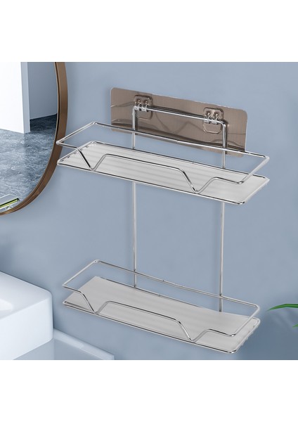 Çift Katmanlı Banyo Organizatör Paslanmaz Çelik Depolama Rafı Mutfak Banyo Tuvalet Duvar Asılı Kozmetik Çok Fonksiyonlu Depolama Rafı (Yurt Dışından) fiyatları