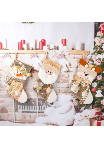 Noel Çorapları Büyük Noel Çorabı Dekorasyonu Payetler Noel Ağacı Kolye (Yurt Dışından)
