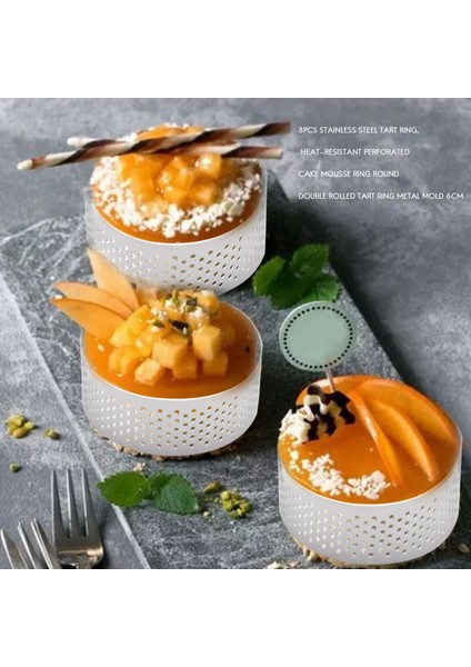 8 Adet Paslanmaz Çelik Tart Halkası, Isıya Dayanıklı Delikli Kek Mus Halkası Yuvarlak Çift Haddelenmiş Tart Halkası Metal Kalıp 6 cm (Yurt Dışından) fırsatları