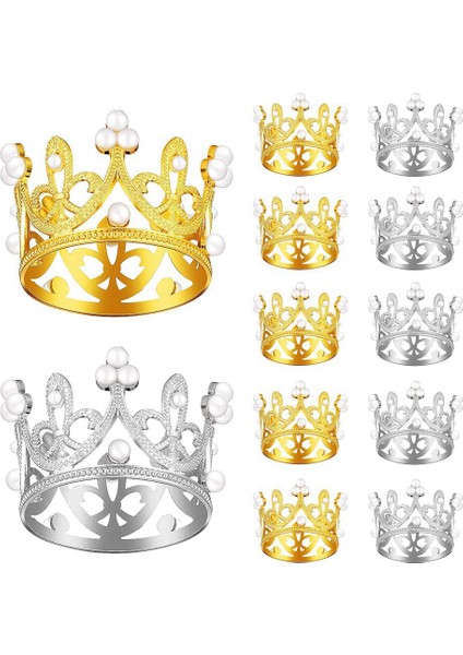 12 Adet Altın Gümüş Mini Taç Doğum Günü Pastası Topper Inci Dekor ile Küçük Prenses Başlığı Bebek Taç Kek Dekorasyon (Yurt Dışından) fiyatları