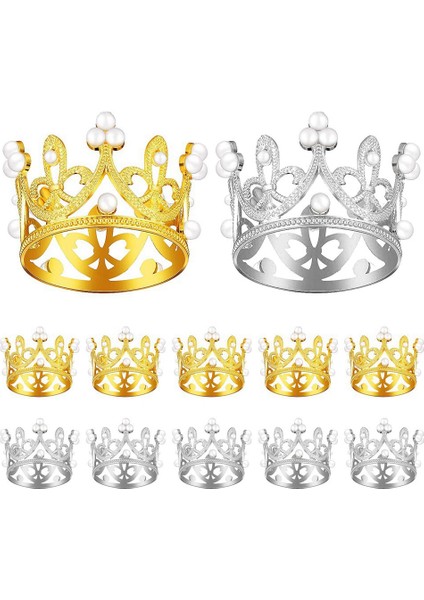12 Adet Altın Gümüş Mini Taç Doğum Günü Pastası Topper Inci Dekor ile Küçük Prenses Başlığı Bebek Taç Kek Dekorasyon (Yurt Dışından) fırsatları