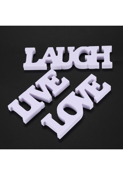 3 Adet Canlı Aşk Laugh Düğün Dekorasyonu Için Ahşap Harfler (Beyaz) (Yurt Dışından)
