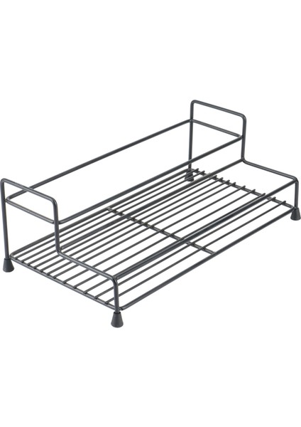 Demir Baharat Rafı Mutfak Malzemeleri Ev Tek Katmanlı 2-Izgara Baharat Depolama Rafı Baharat Depolama Standı Siyah (Yurt Dışından)