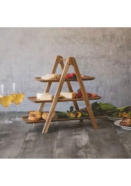 3 Katmanlı Servis Tepsisi Ahşap Katmanlı Tepsi Dekor Kek Standı Çiftlik Evi Katmanlı Tepsi Parti Servis Tabakları ve Tepsileri (Yurt Dışından)
