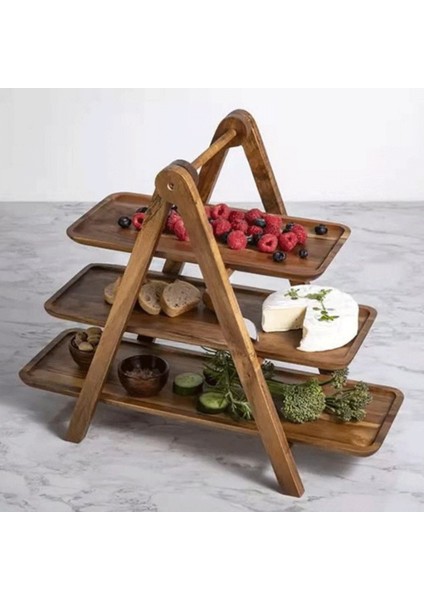 3 Katmanlı Servis Tepsisi Ahşap Katmanlı Tepsi Dekor Kek Standı Çiftlik Evi Katmanlı Tepsi Parti Servis Tabakları ve Tepsileri (Yurt Dışından)