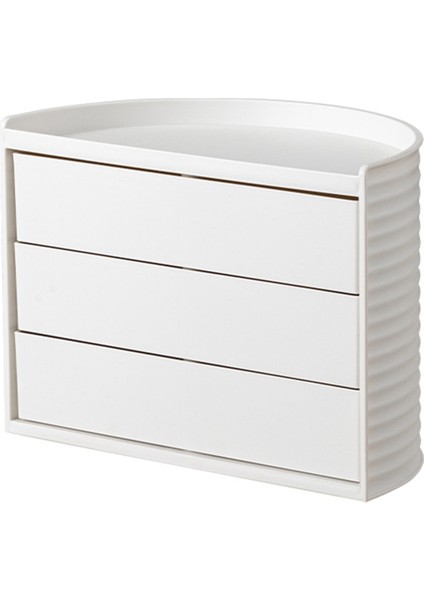 Masaüstü Yatak Odası Dönen Saklama Kutusu Yarı Dairesel Kozmetik Ruj Takı Kozmetik Toz Saklama Kutusu Beyaz (Yurt Dışından)