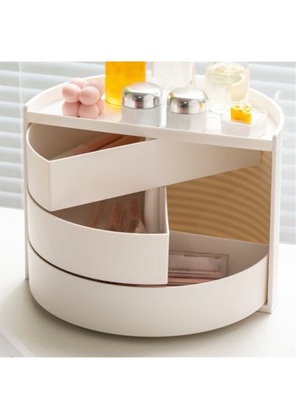 Masaüstü Yatak Odası Dönen Saklama Kutusu Yarı Dairesel Kozmetik Ruj Takı Kozmetik Toz Saklama Kutusu Beyaz (Yurt Dışından) fırsatları