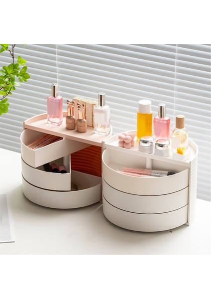 Masaüstü Yatak Odası Dönen Saklama Kutusu Yarı Dairesel Kozmetik Ruj Takı Kozmetik Toz Saklama Kutusu Beyaz (Yurt Dışından) indirimleri