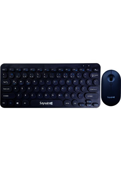 SW-500 Yuvarlak Tuşlu Taşınabilir Kablosuz Bluetoothlu Q Klavye Mouse Set AL4176
