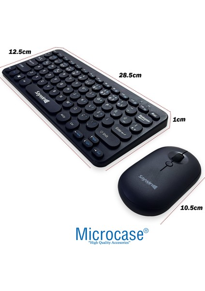 SW-500 Yuvarlak Tuşlu Taşınabilir Kablosuz Bluetoothlu Q Klavye Mouse Set AL4176