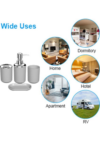 8 Adet Plastik Banyo Aksesuar Seti, Banyo Tuvalet Fırçası Aksesuarları Diş Fırçası Tutuculu Set, Diş Fırçası Bardağı (Gri) (Yurt Dışından)