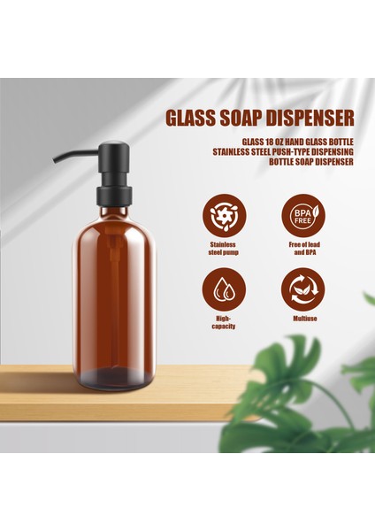 Cam 18 Oz El Cam Şişe Paslanmaz Çelik Itme Tipi Dağıtım Şişesi Sabunluk (Yurt Dışından) fırsatları