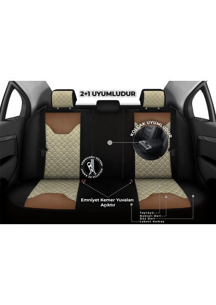 Vıp Serisi - Seat Tarraco ile Uyumlu Oto Koltuk Kılıfı, Tay Tüyü-Deri / Krem*taba*siyah fiyatları