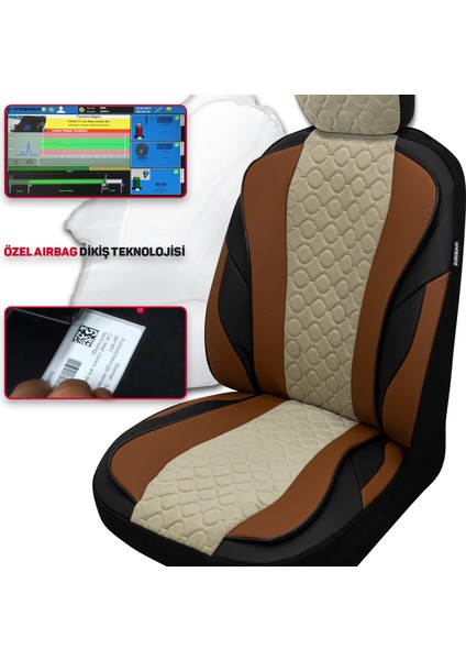 Vıp Serisi - Seat Tarraco ile Uyumlu Oto Koltuk Kılıfı, Tay Tüyü-Deri / Krem*taba*siyah modelleri