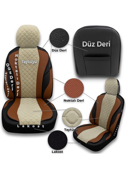Vıp Serisi - Seat Tarraco ile Uyumlu Oto Koltuk Kılıfı, Tay Tüyü-Deri / Krem*taba*siyah fırsatları