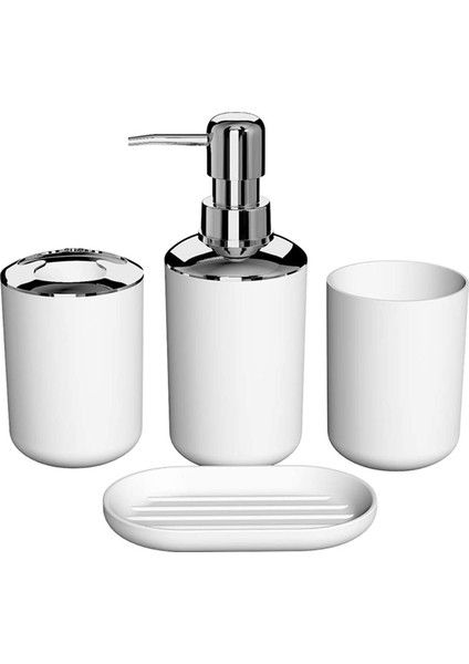 Adet Plastik Banyo Aksesuar Seti, Diş Fırçası Tutuculu Banyo Tuvalet Fırçası Aksesuarları Seti, Diş Fırçası Bardağı (Beyaz) (Yurt Dışından)
