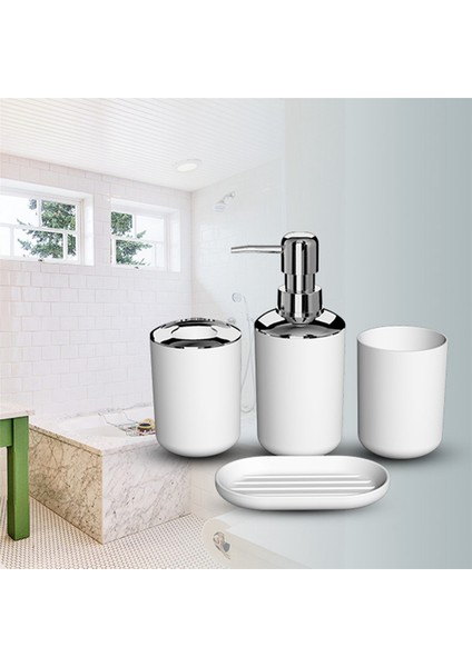 Adet Plastik Banyo Aksesuar Seti, Diş Fırçası Tutuculu Banyo Tuvalet Fırçası Aksesuarları Seti, Diş Fırçası Bardağı (Beyaz) (Yurt Dışından)