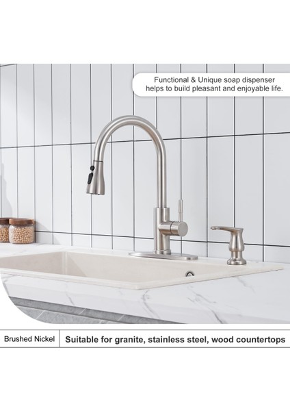 Mutfak Lavabo Sabunluk Fırçalanmış Nikel, Silikon Uzatma Tüpü Kiti ile Lavabo Altı Sabunluk (Yurt Dışından) modelleri