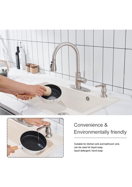 Mutfak Lavabo Sabunluk Fırçalanmış Nikel, Silikon Uzatma Tüpü Kiti ile Lavabo Altı Sabunluk (Yurt Dışından) indirimleri