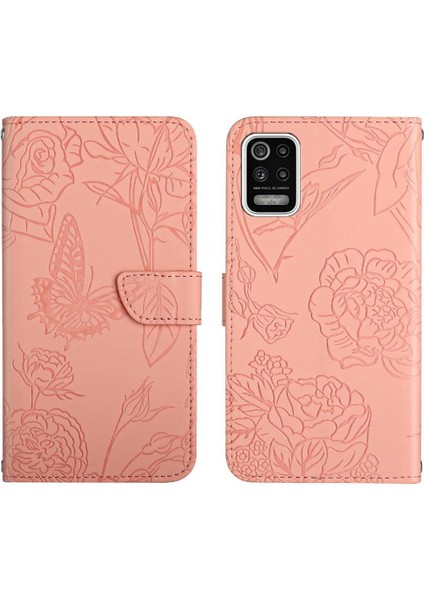 Lg K42 Anti-Damla Koruma Çiçekler ve Bilek Pu ile Kelebekler Için Kılıf (Yurt Dışından)