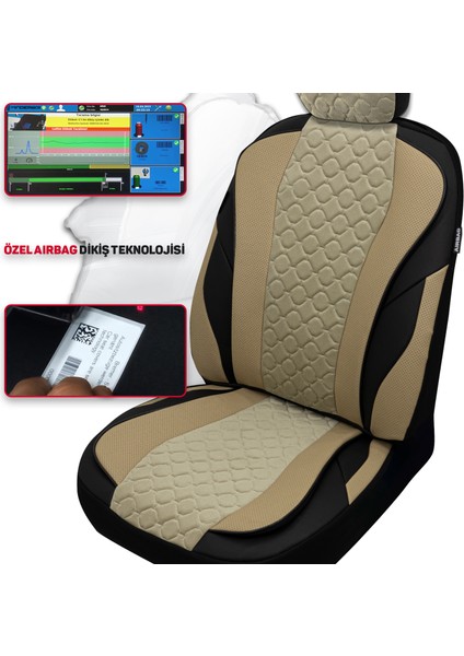 Vıp Serisi - Volkswagen Id.4 ile Uyumlu Oto Koltuk Kılıfı, Tay Tüyü-Deri / Krem*krem*siyah modelleri
