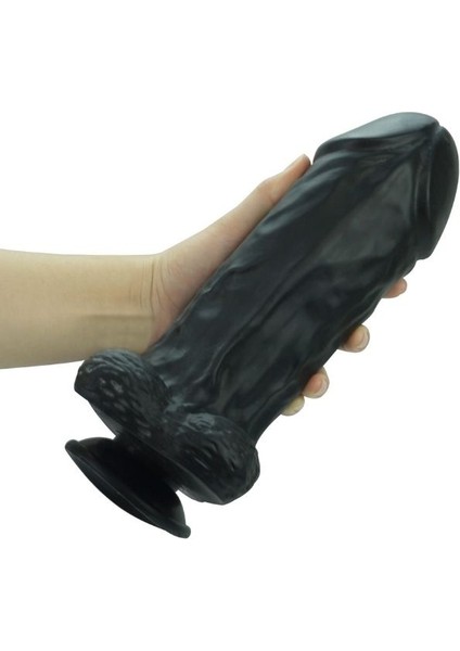 Cupidon Cupide Noctis  27 Cm Realistik  Siyah Büyük Boy Damarlı Vantuzlu  Dildo Penis