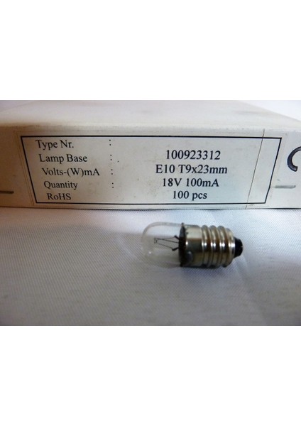 18V 100MA 9X23 E10 Küçük Vidalı Ampul. 10 Ad.