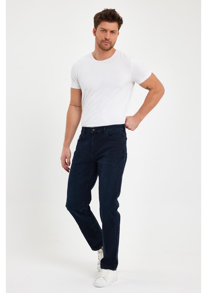 Erkek Daniel Blue Black Straight Fit Jean Pantolon
