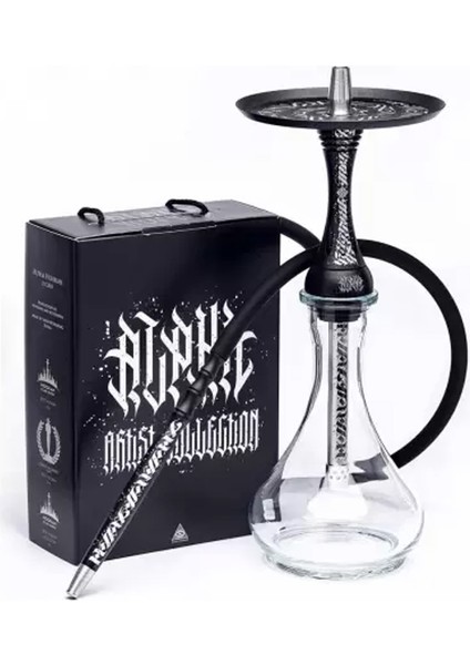Alpha Hookah Model x Artist Collection Black Matte Nargile Takımı