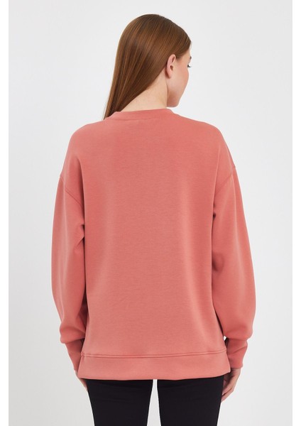 Kadın Bisiklet Yaka Somon Yanı Yırtmaçlı Yumuşak Dokulu Sweatshirt (Cupro) fırsatları