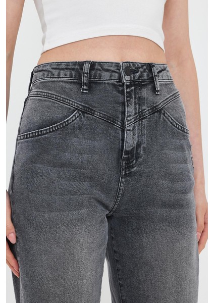 Kadın Kyla Vintage Black Mom Jean Pantolon modelleri