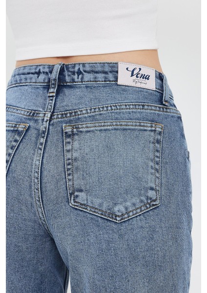 Kadın Kyla Vintage Med Blue Mom Jean Pantolon