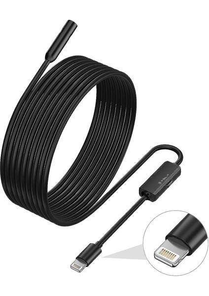 Iphone Lıghtning Endeskop Kamera LED Su Geçirmez 5 Metre Borescope Yılan Kamera AL4196