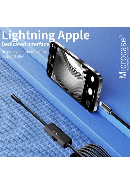 Iphone Lıghtning Endeskop Kamera LED Su Geçirmez 5 Metre Borescope Yılan Kamera AL4196