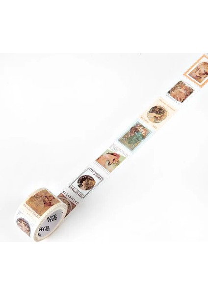 No.8 Stili Vintage Postane Serisi Washi Bant Retro Pullar Kahve Dekoratif Yapışkan Bant Dıy Scrapbooking Sticker Etiket (Yurt Dışından)