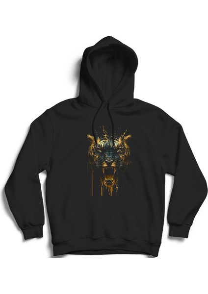 Kaplan, Tiger, Gold 2, Animal, Hayvan Kapüşonlu Sweatshirt Hoodie