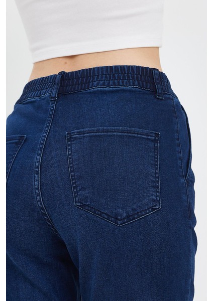 Kadın Norah Blue Black Beli Lastikli Jean Pantolon (Lyocell) fırsatları