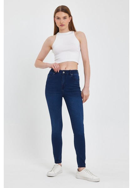 Kadın Gabriella Premium Dark Blue Skinny Jean Pantolon (Lyocell)