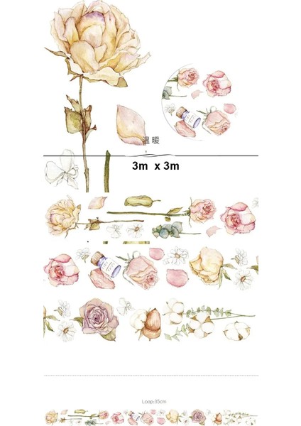 Flora Washi Tarzı Çiçek Bant Gülortancalavanta Kiraz Dergisi Washi Bantlar Japon Maskeleme Bandı Scrapbooking Dekoratif Çıkartmalar (Yurt Dışından)