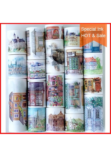 NO.80227 Stili Ücretsiz G, Özel Mürekkep Washi Bant,, Dıy Zanaat Maskeleme Bandı, Karalama Defteri Günlüğü, Birçok Kupon ve Bina Desenleri. Sıcak ve Indirim (Yurt Dışından) fiyatları