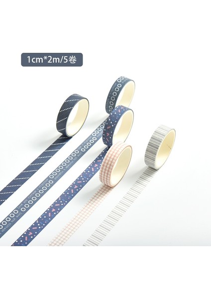 Huashui Tarzı 5rollsbox Yaratıcı Maskeleme Bandı Seti Temel Desen Washi Bant Dıy Scrapbooking Günlüğü Dergisi Kırtasiye (Yurt Dışından)