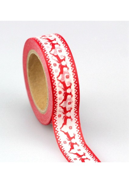 O Tarzı Yenı 1 Adet Dekoratif Noel ve Cadılar Bayramı Washi Bant Seti Pirinç Kağıdı Dıy Scrapbooking Yapışkan Maskeleme Bandı 1.5 cm * 10 M Kırtasiye (Yurt Dışından)